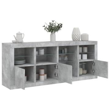 Sideboard with LED Lights Concrete Grey 164x37x67 cm