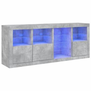 Sideboard with LED Lights Concrete Grey 164x37x67 cm