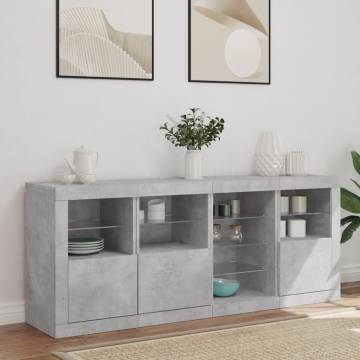 Sideboard with LED Lights Concrete Grey 164x37x67 cm