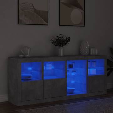 Sideboard with LED Lights Concrete Grey 164x37x67 cm