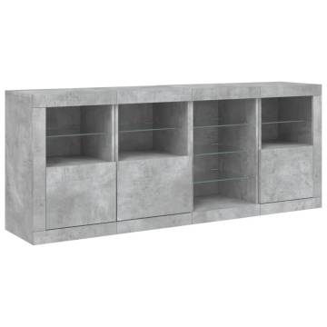 Sideboard with LED Lights Concrete Grey 164x37x67 cm