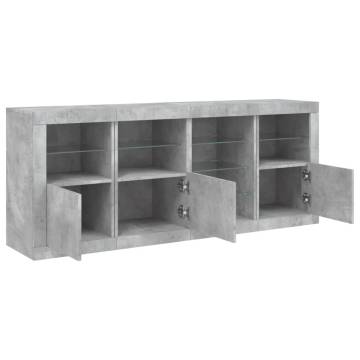 Sideboard with LED Lights Concrete Grey 164x37x67 cm