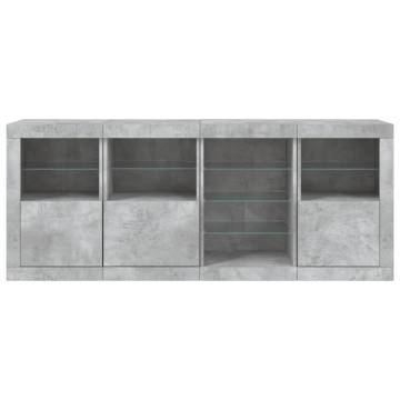 Sideboard with LED Lights Concrete Grey 164x37x67 cm