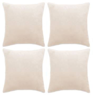 Cushion Covers 4 pcs Velour 40x40 cm Off White