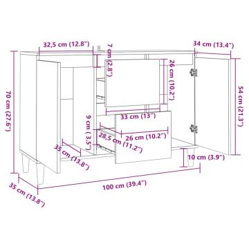  Sideboard Grey 101x35x70 cm Engineered Wood