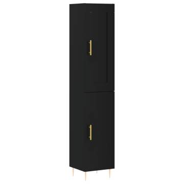  Highboard Black 34.5x34x180 cm Engineered Wood