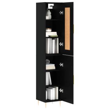  Highboard Black 34.5x34x180 cm Engineered Wood