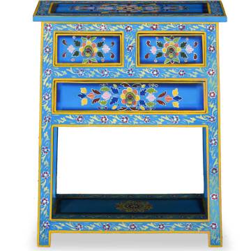  Sideboard with Drawers Solid Mango Wood Turquoise Hand Painted