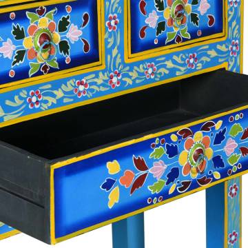  Sideboard with Drawers Solid Mango Wood Turquoise Hand Painted