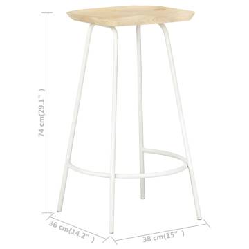  Bar Stools 2 pcs Solid Mango Wood