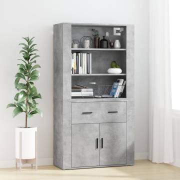  Highboard Concrete Grey Engineered Wood