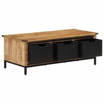  Coffee Table with Drawers 110x50x40 cm Solid Wood Mango