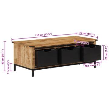  Coffee Table with Drawers 110x50x40 cm Solid Wood Mango