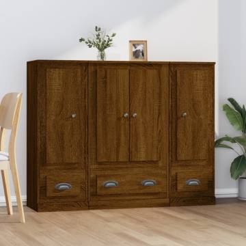  Highboards 3 pcs Brown Oak Engineered Wood