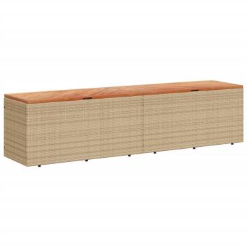  Garden Storage Box Beige 220x50x54 cm Poly Rattan Acacia Wood