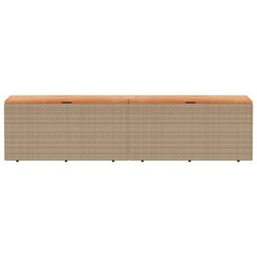  Garden Storage Box Beige 220x50x54 cm Poly Rattan Acacia Wood