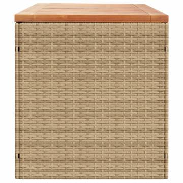  Garden Storage Box Beige 220x50x54 cm Poly Rattan Acacia Wood