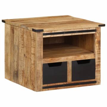  Coffee Table with Drawers 50x50x40 cm Solid Wood Mango