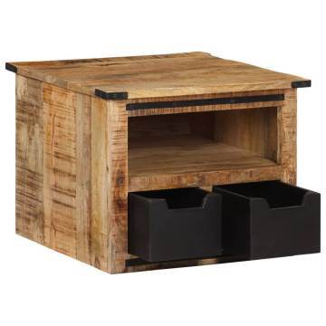  Coffee Table with Drawers 50x50x40 cm Solid Wood Mango