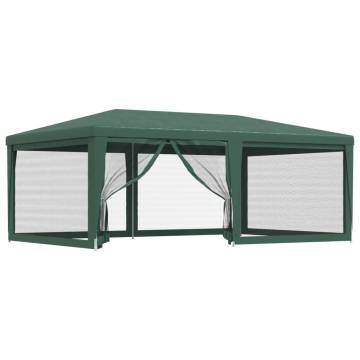  Party Tent with 6 Mesh Sidewalls Green 6x4 m HDPE