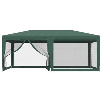  Party Tent with 6 Mesh Sidewalls Green 6x4 m HDPE