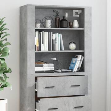  Highboard Concrete Grey Engineered Wood