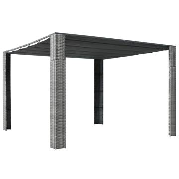  Gazebo with Roof Poly Rattan 300x300x200 cm Grey and Anthracite