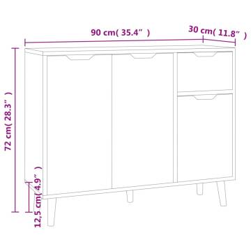  Sideboard High Gloss White 90x30x72 cm Engineered Wood