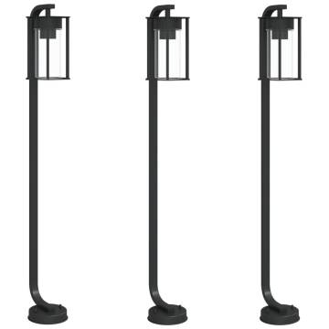  Outdoor Floor Lamps 3pcs Black 100 cm Stainless Steel