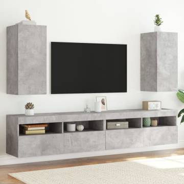 TV Wall Cabinets with LED Lights 2 pcs Concrete Grey 30.5x35x70 cm