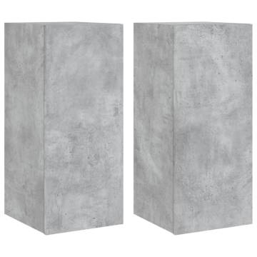 TV Wall Cabinets with LED Lights 2 pcs Concrete Grey 30.5x35x70 cm