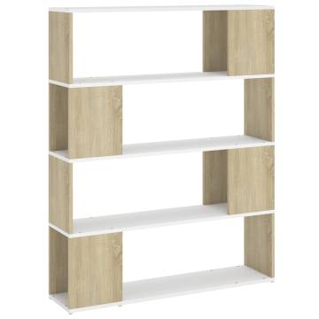  Book Cabinet Room Divider White and Sonoma Oak 100x24x124 cm