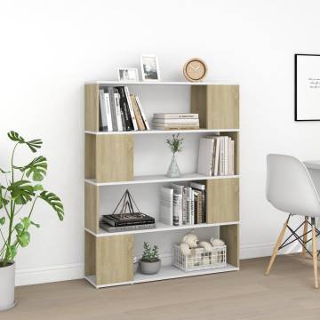  Book Cabinet Room Divider White and Sonoma Oak 100x24x124 cm