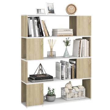  Book Cabinet Room Divider White and Sonoma Oak 100x24x124 cm