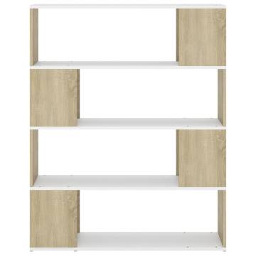  Book Cabinet Room Divider White and Sonoma Oak 100x24x124 cm