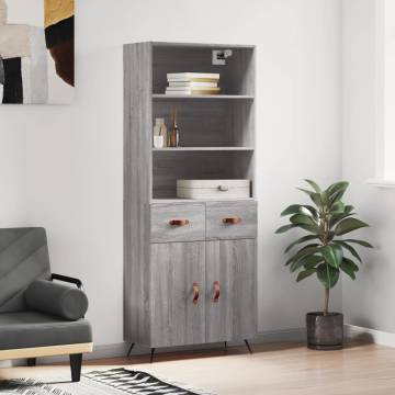  Highboard Grey Sonoma 69.5x34x180 cm Engineered Wood