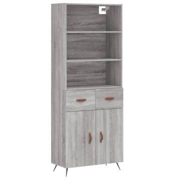  Highboard Grey Sonoma 69.5x34x180 cm Engineered Wood