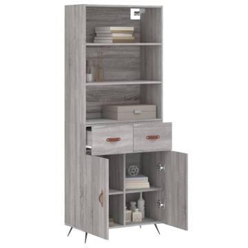  Highboard Grey Sonoma 69.5x34x180 cm Engineered Wood