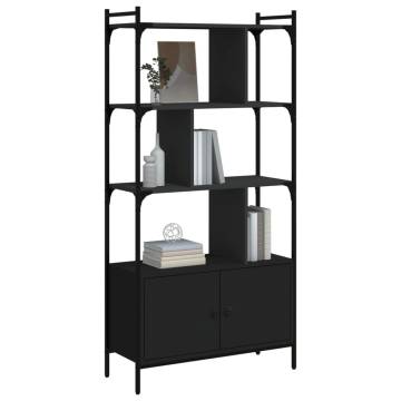  Bookcase with Doors Black76.5x30x154.5 cm Engineered Wood