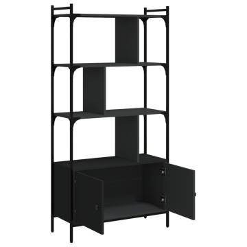  Bookcase with Doors Black76.5x30x154.5 cm Engineered Wood