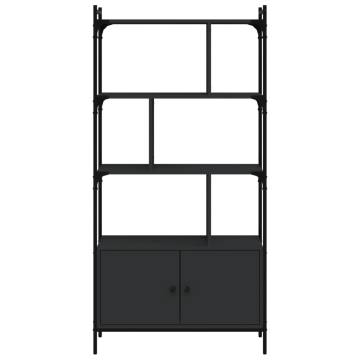  Bookcase with Doors Black76.5x30x154.5 cm Engineered Wood