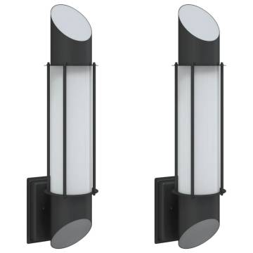  Outdoor Wall Lights 2pcs Black Stainless Steel