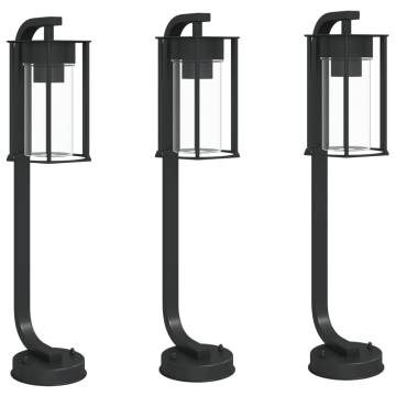  Outdoor Floor Lamps 3pcs Black 60 cm Stainless Steel