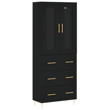  Highboard Black 69.5x34x180 cm Engineered Wood