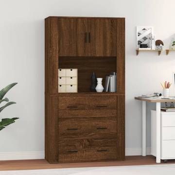  Highboard Brown Oak Engineered Wood