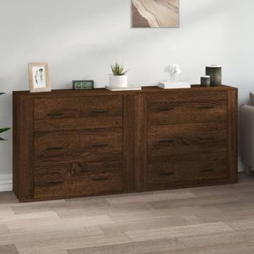  Sideboards 2 pcs Brown Oak Engineered Wood