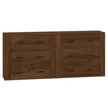  Sideboards 2 pcs Brown Oak Engineered Wood