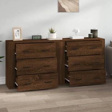  Sideboards 2 pcs Brown Oak Engineered Wood