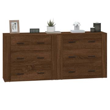  Sideboards 2 pcs Brown Oak Engineered Wood