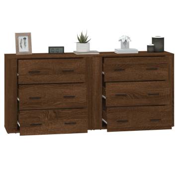  Sideboards 2 pcs Brown Oak Engineered Wood